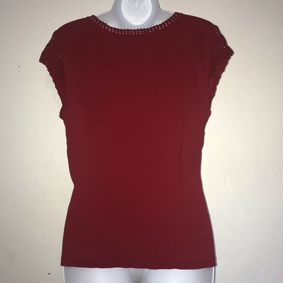 Lauren Ralph Lauren Ribbed & Crochet Knit Top L - Picture 4 of 4